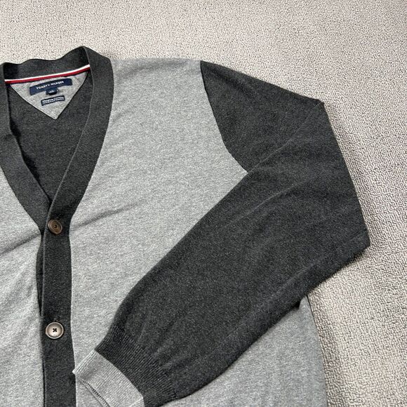Tommy Hilfiger Cardigan Adult Large Gray Button Up Sweater Jacket Casual Men's - Picture 4 of 14
